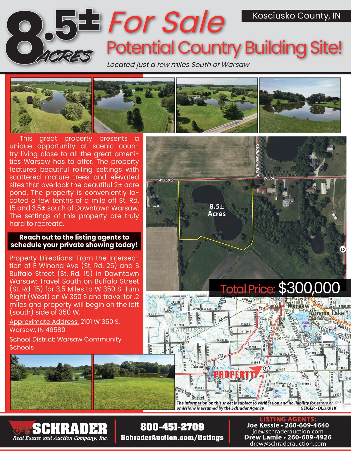 Listing brochure cover - LAND FOR SALE - 8.5+/-ACRES IN KOSCIUSKO COUNTY, INDIANA