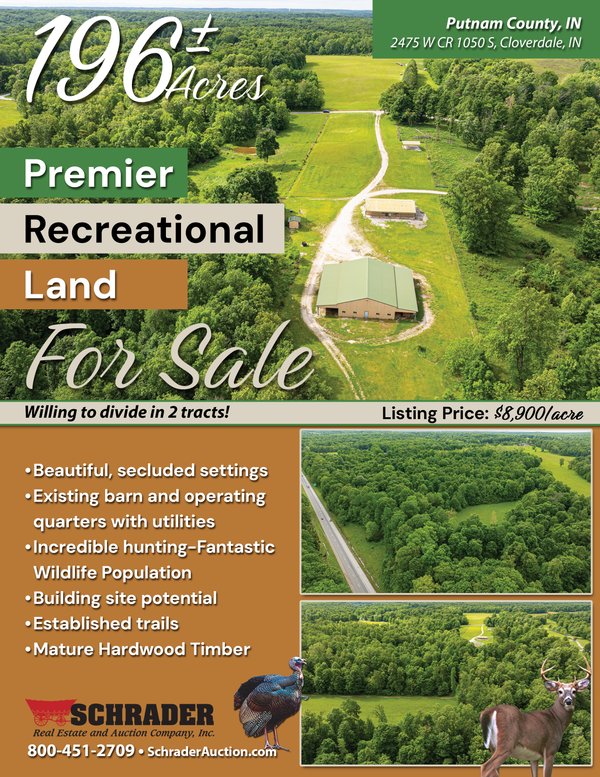 Listing brochure cover - LAND FOR SALE - 196+/-ACRES IN PUTNAM COUNTY, INDIANA