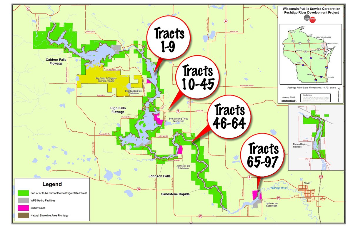 Tract map - 97 PRESTIGIOUS BUILDING SITES ALONG THE PESHTIGO RIVER & RESERVOIRS IN MARINETTE COUNTY, WISCONSIN