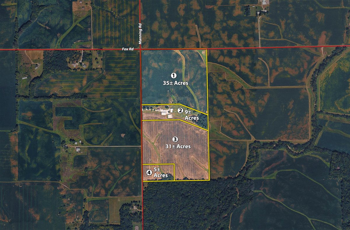 Tract map - LAND AND FARMSTEAD AUCTION - 80+/-ACRES OFFERED IN 4 TRACTS IN WAYNE COUNTY, INDIANA