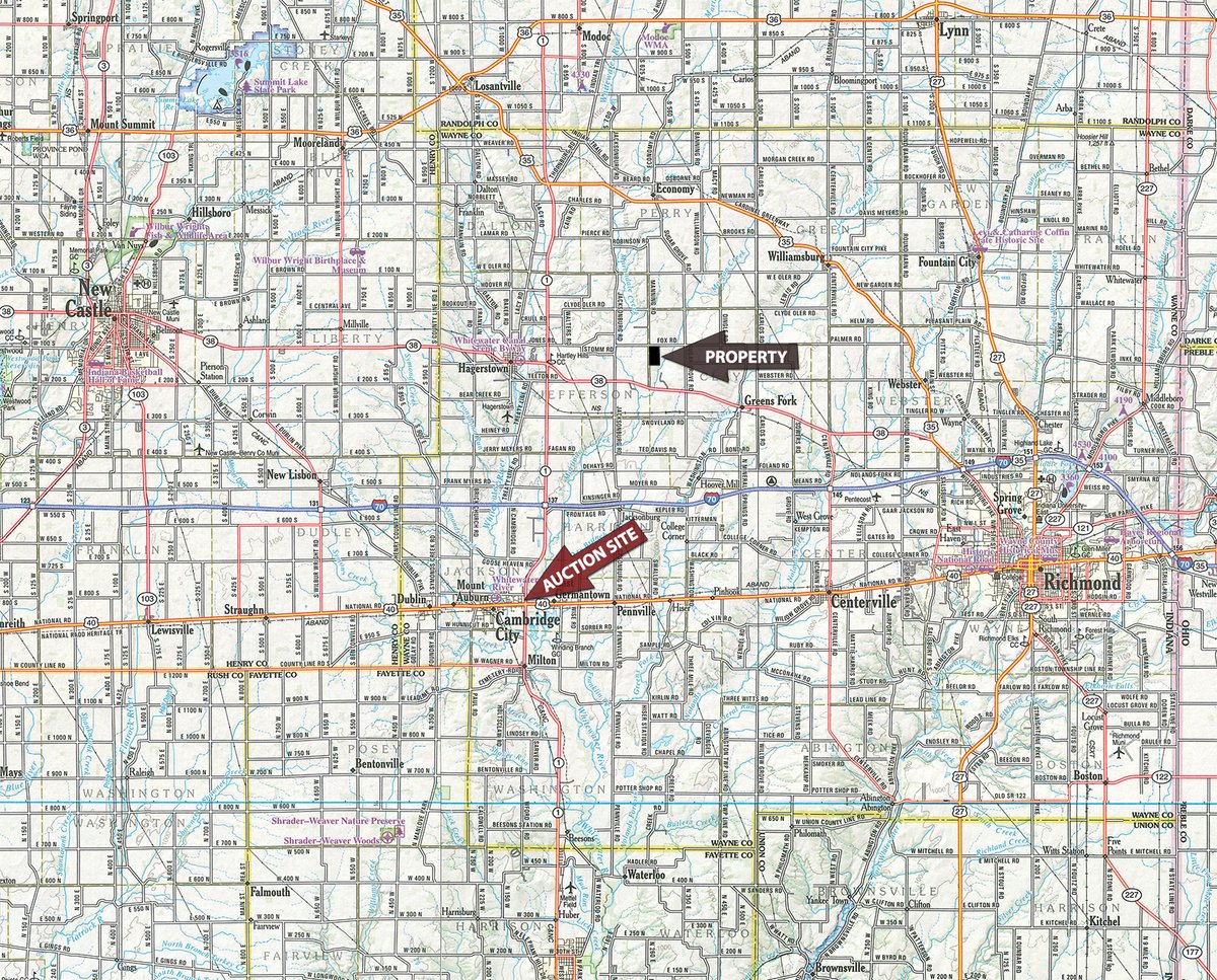 Area map - LAND AND FARMSTEAD AUCTION - 80+/-ACRES OFFERED IN 4 TRACTS IN WAYNE COUNTY, INDIANA