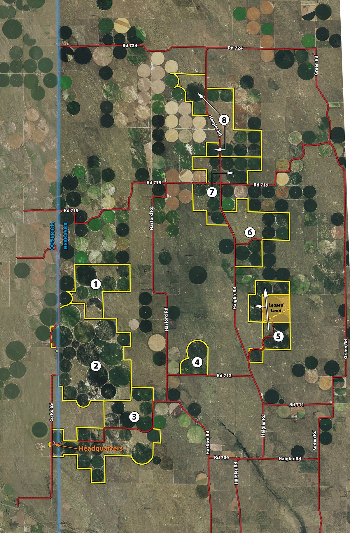Tract map - LAND AUCTION - 20,610+/- ACRES OFFERED IN 8 TRACTS IN DUNDY COUNTY, NEBRASKA & YUMA COUNTY, COLORADO