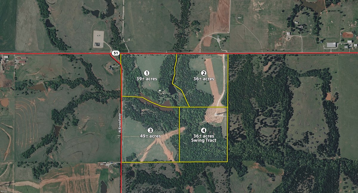 Tract map - LAND AUCTION - 160+/-ACRES & WIND ENERGY OFFERED IN 4 TRACTS IN OKLAHOMA