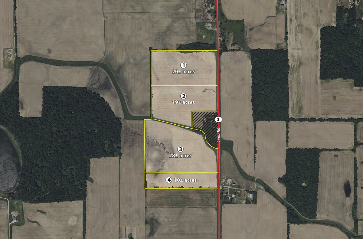 Tract map - FARMLAND AUCTION - 77+/-ACRES OFFERED IN 4 TRACTS IN NOBLE COUNTY, INDIANA