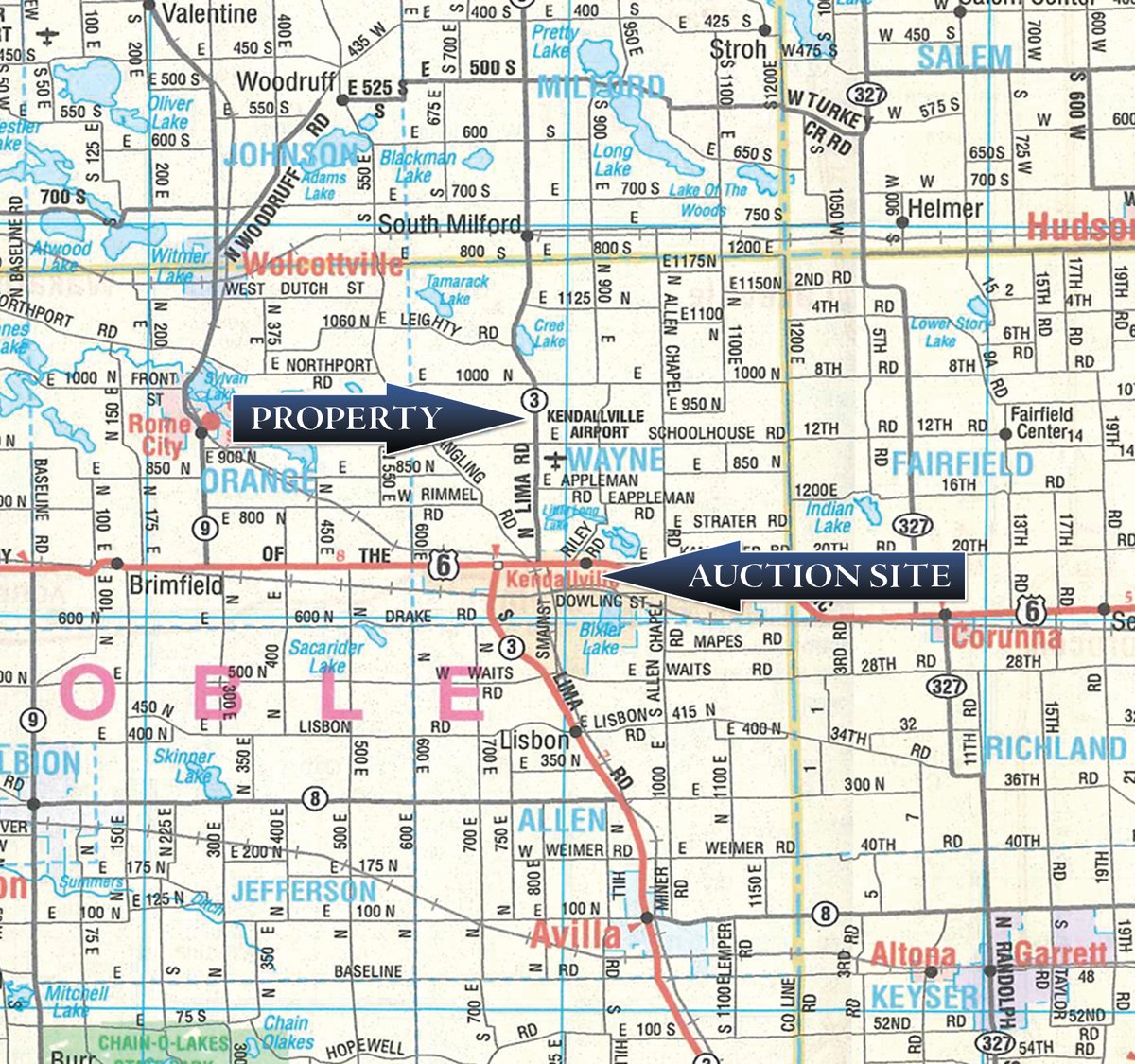 Area map - FARMLAND AUCTION - 77+/-ACRES OFFERED IN 4 TRACTS IN NOBLE COUNTY, INDIANA