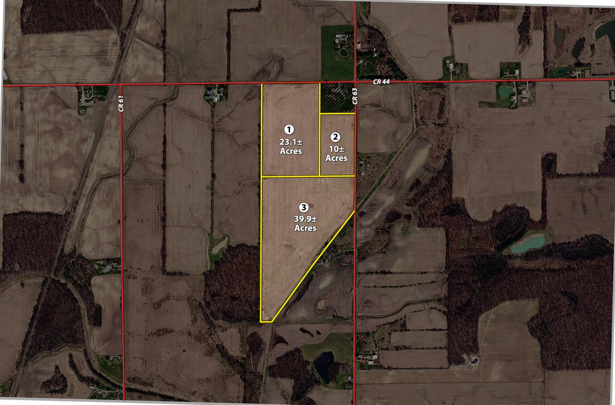 Tract map - FARMLAND AUCTION - 73+/-ACRES OFFERED IN 3 TRACTS IN DEKALB COUNTY, INDIANA