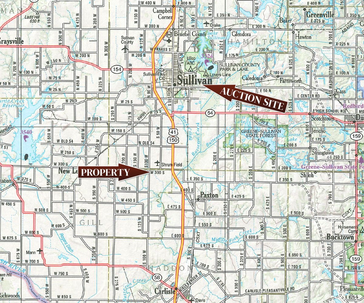Area map - FARMLAND AUCTION - 241.5+/-ACRES OFFERED IN 4 TRACTS IN SULLIVAN COUNTY, INDIANA