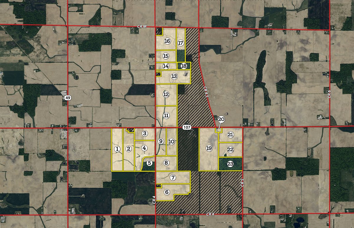 Tract map - MAJOR LAND AUCTION - 701+/-ACRES OFFERED IN 23 TRACTS IN WILLIAMS COUNTY, OHIO