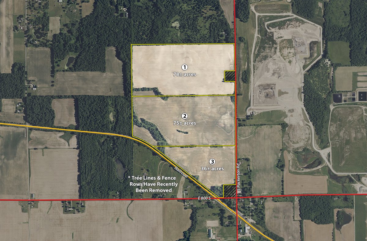 Tract map - LAND AUCTION - 189+/-ACRES OFFERED IN 3 TRACTS IN KOSCIUSKO COUNTY, INDIANA