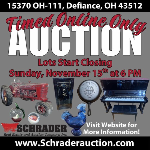 TIMED ONLINE ONLY PERSONAL PROPERTY AUCTION IN DEFIANCE COUNTY, OHIO - 15370 S.R. 111, Defiance OH 43512 - Defiance County, Ohio