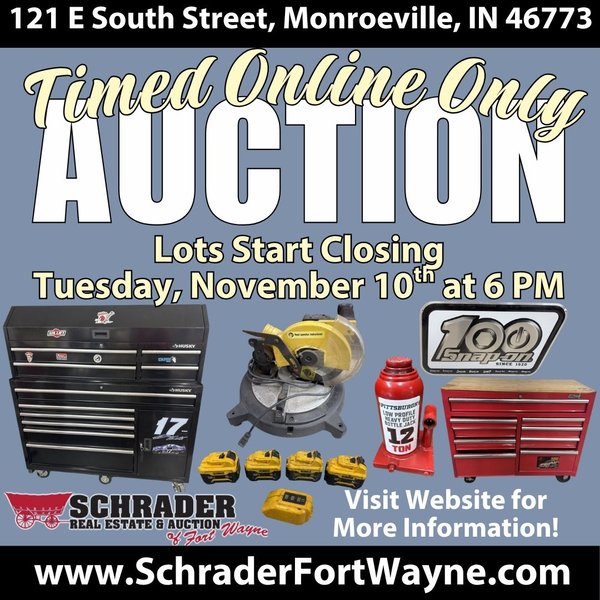 TIMED ONLINE ONLY PERSONAL PROPERTY AUCTION IN ALLEN COUNTY, INDIANA - 121 E South St, Monroeville, IN 46773 - Allen County, Indiana